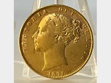 1871 VICTORIA YOUNG HEAD SYDNEY MINT SHIELD GOLD SOVEREIGN
