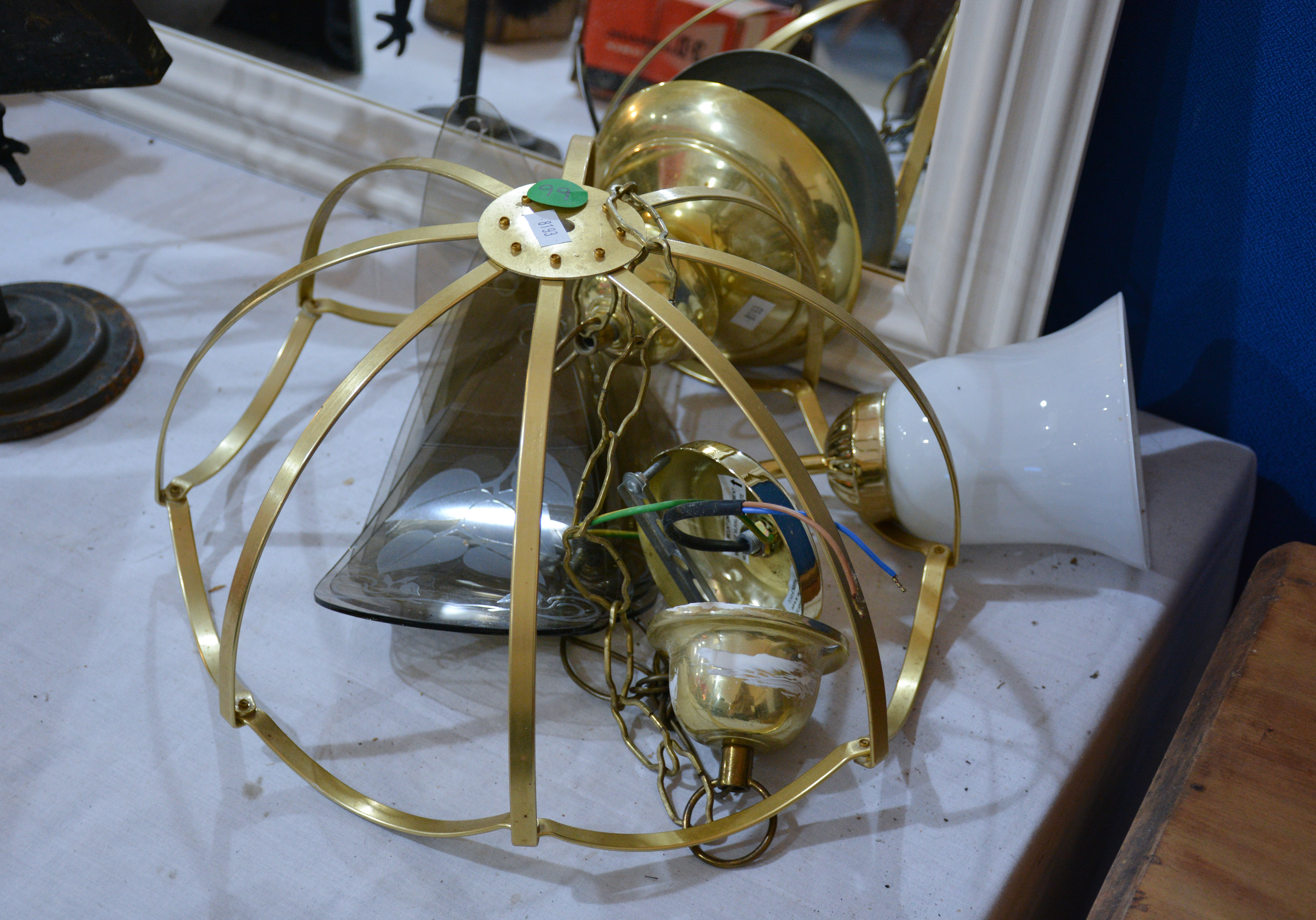 Brass and Glass Hanging Light Fitting (AF) — NZ auction result