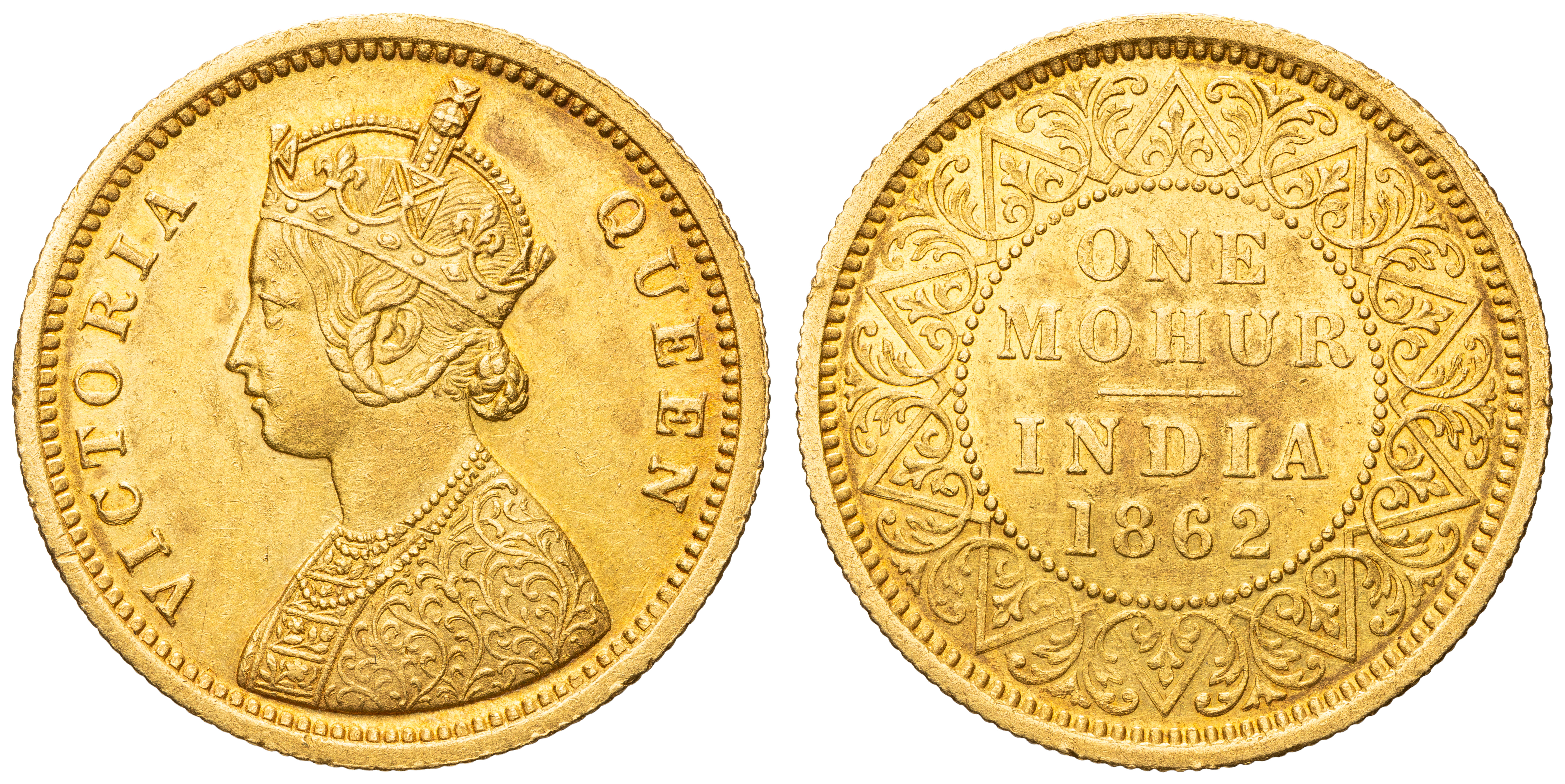 India British, Victoria, Young Bust, Mohur, 1862(c), gEF