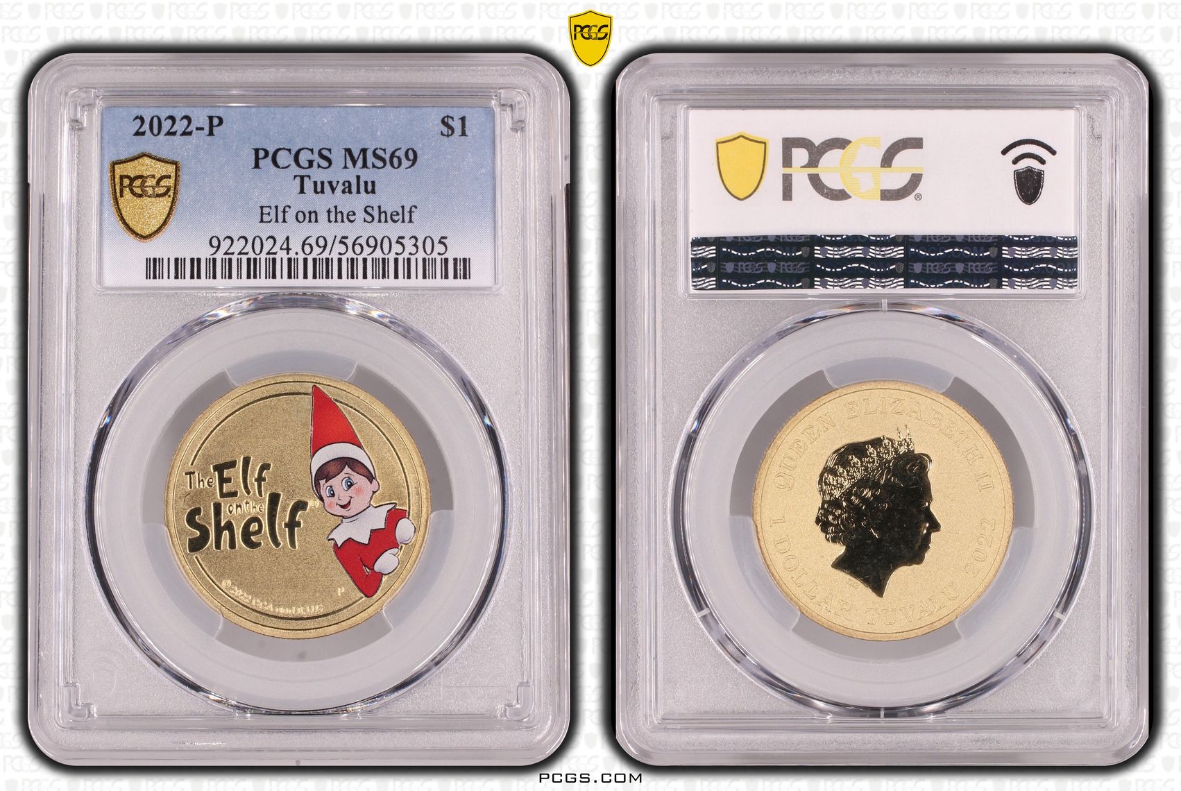 Tuvalu, Elf on the Shelf, POP 16/0, One Dollar, 2022-P, PCGS MS69
