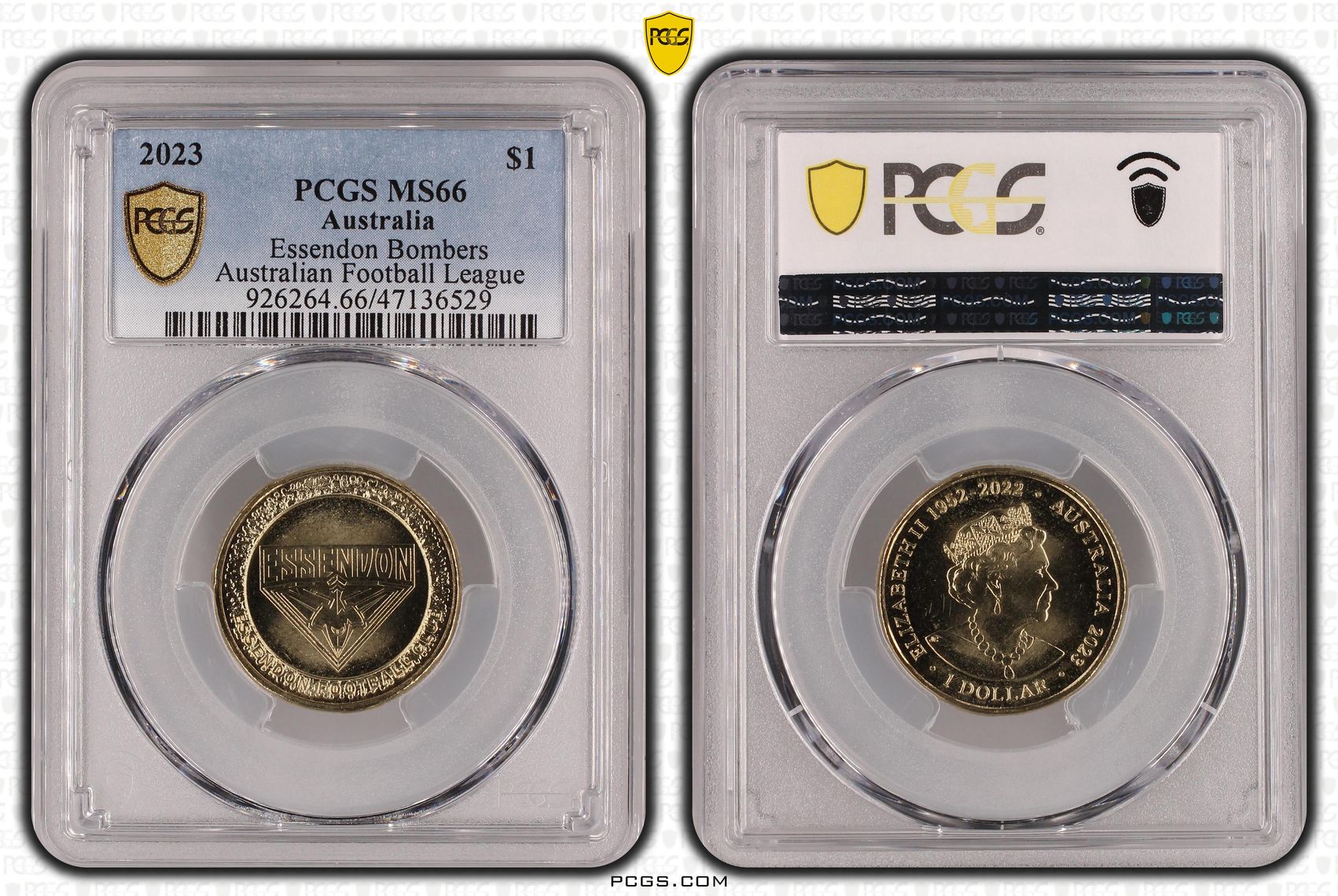 Elizabeth II, AFL - Essendon Bombers, One Dollar, 2023, PCGS MS66