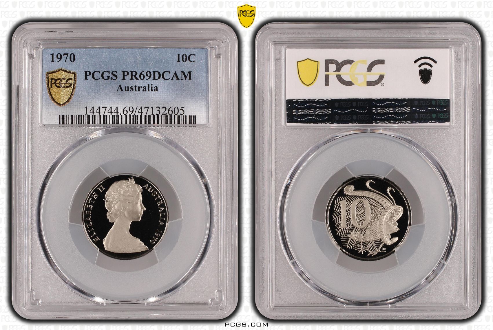 Elizabeth II, Ten Cent, 1970, PCGS PR69DCAM