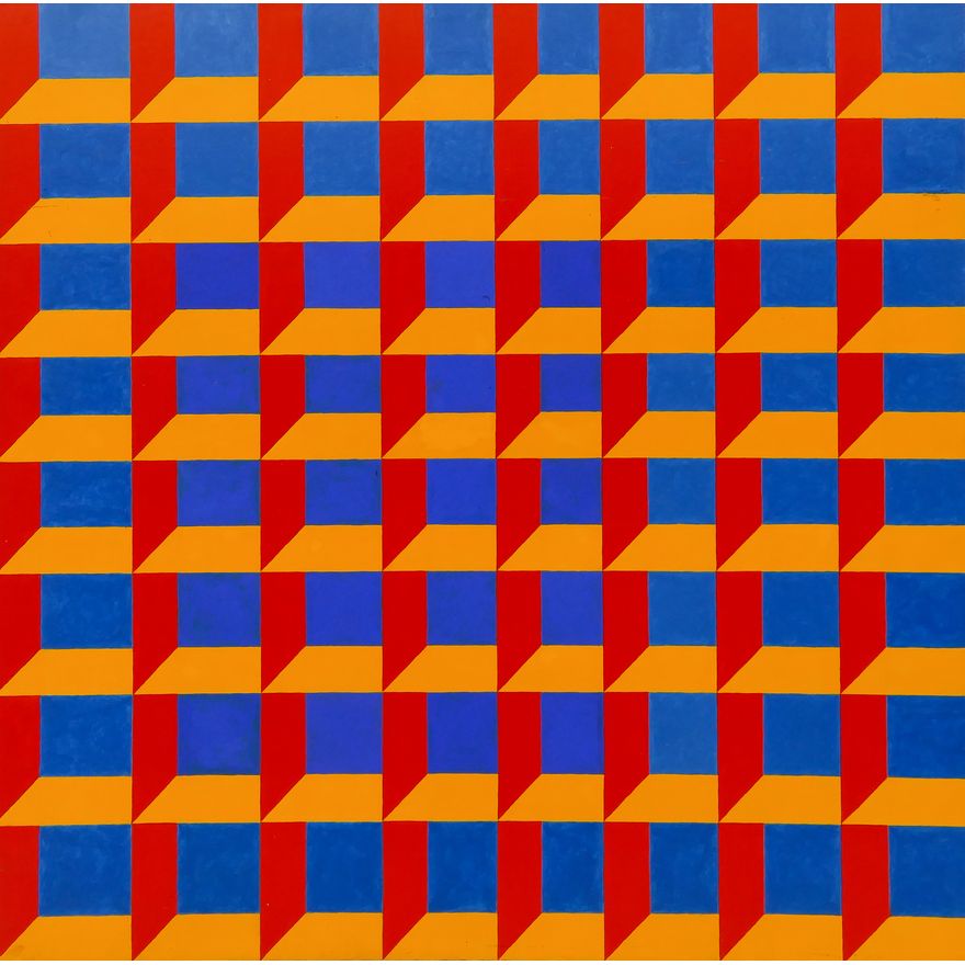 Wendell Brazeau ''Blue, Yellow, Red Squares'' Acrylic