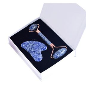 Blue Sodalite Derma Roller and Gua Sha Box Set |