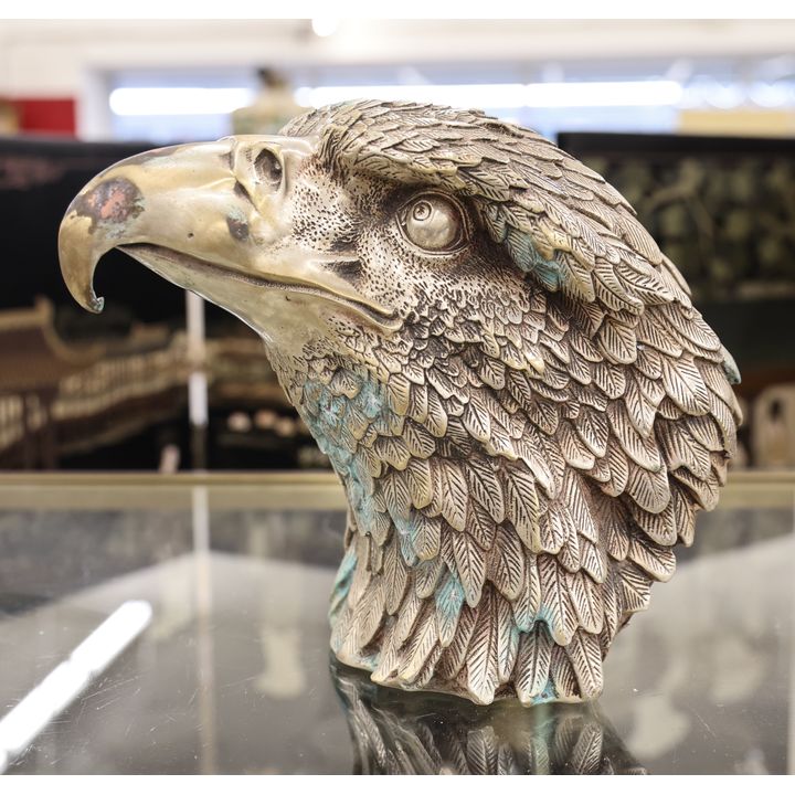 Chinese Silver Clad Eagle Bust Sculpture 8''