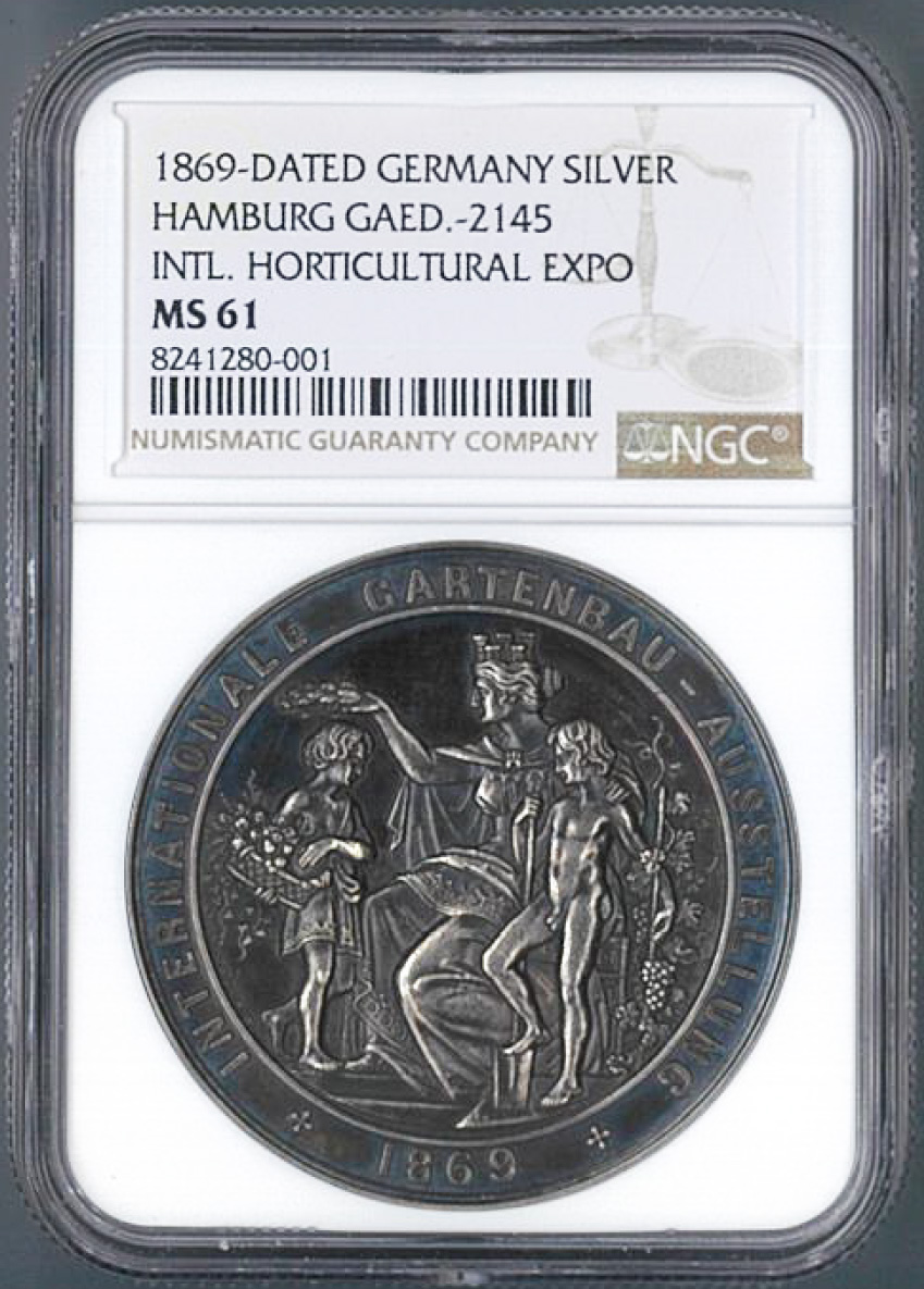 メダル【25年もの】ニューヨーク ドイツ帝国-German Empire. NGC MS61. 極美／未. AU. ハンブルク
