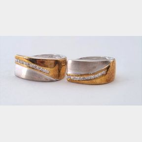 SILVER + GOLD PLATTED EARRINGS WITH CUBICS - 51611/169