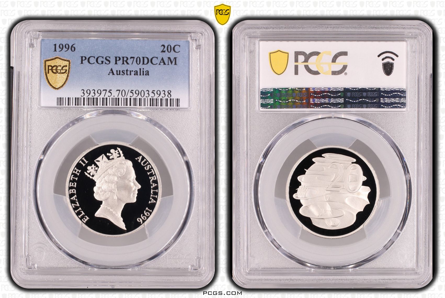 POP 20/0, Twenty Cent, 1996, PCGS PR70DCAM