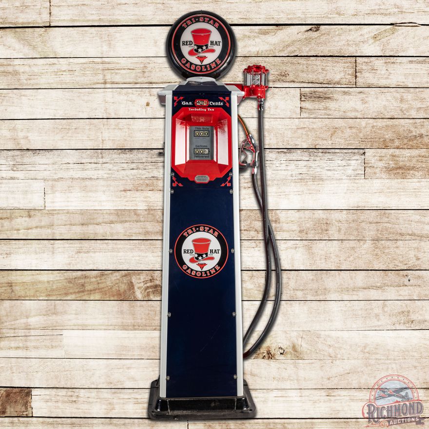 Wayne Model 40 Computing Gas Pump Red Hat Tri-Star Gasoline