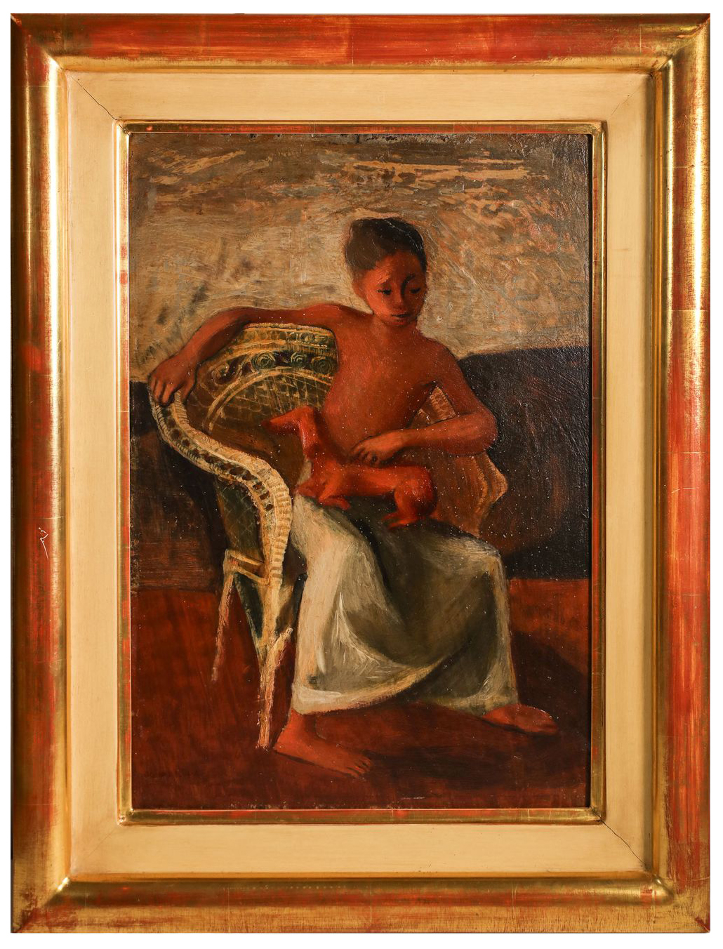 98 · Donald Friend, "Boy With a Dog", 1948–1949, Oil on Board