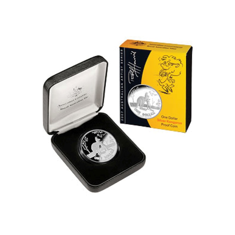 2007 RAM $1 1oz Rolf Harris Silver Kangaroo Proof Coin - Box & COA