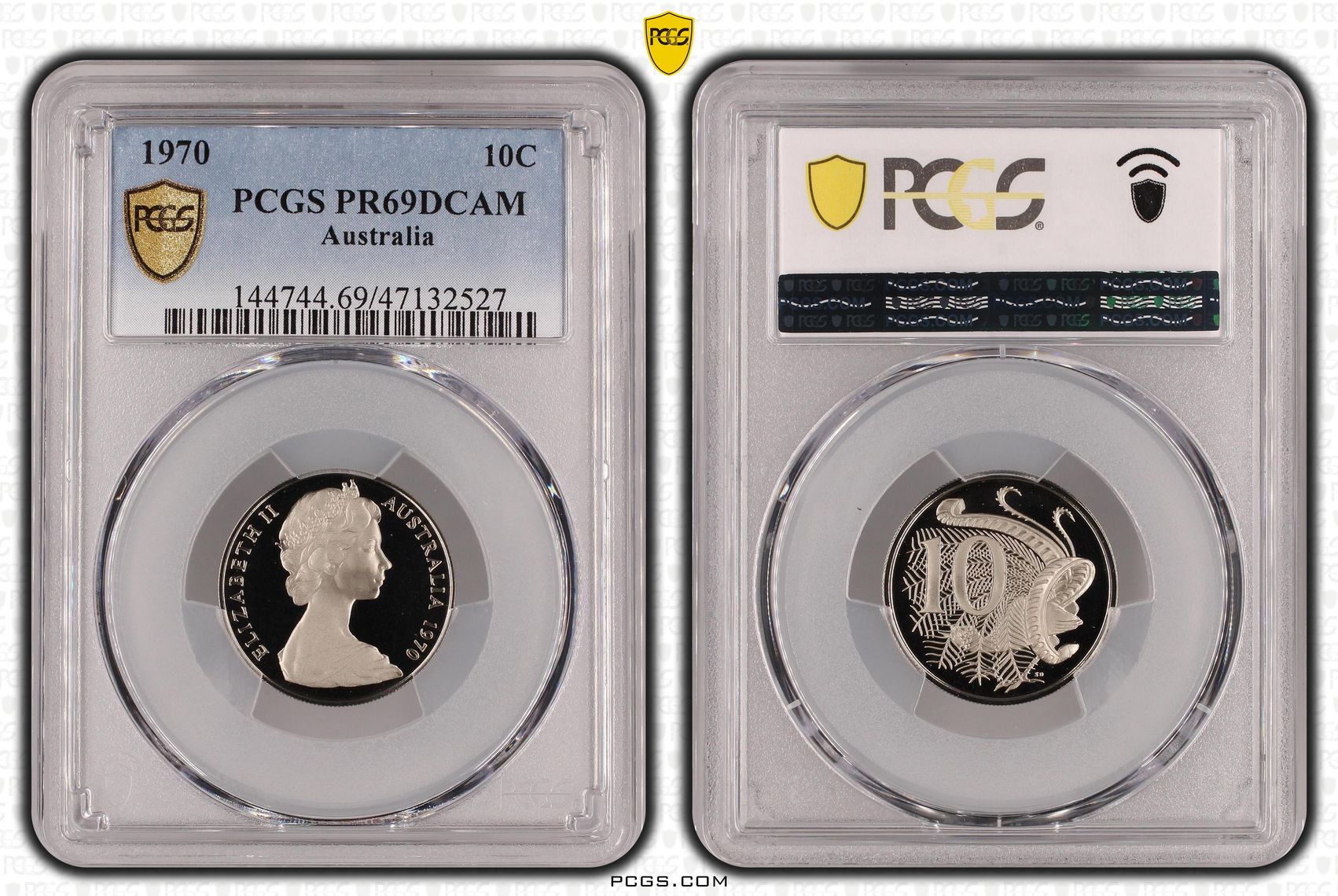 Elizabeth II, Ten Cent, 1970, PCGS PR69DCAM