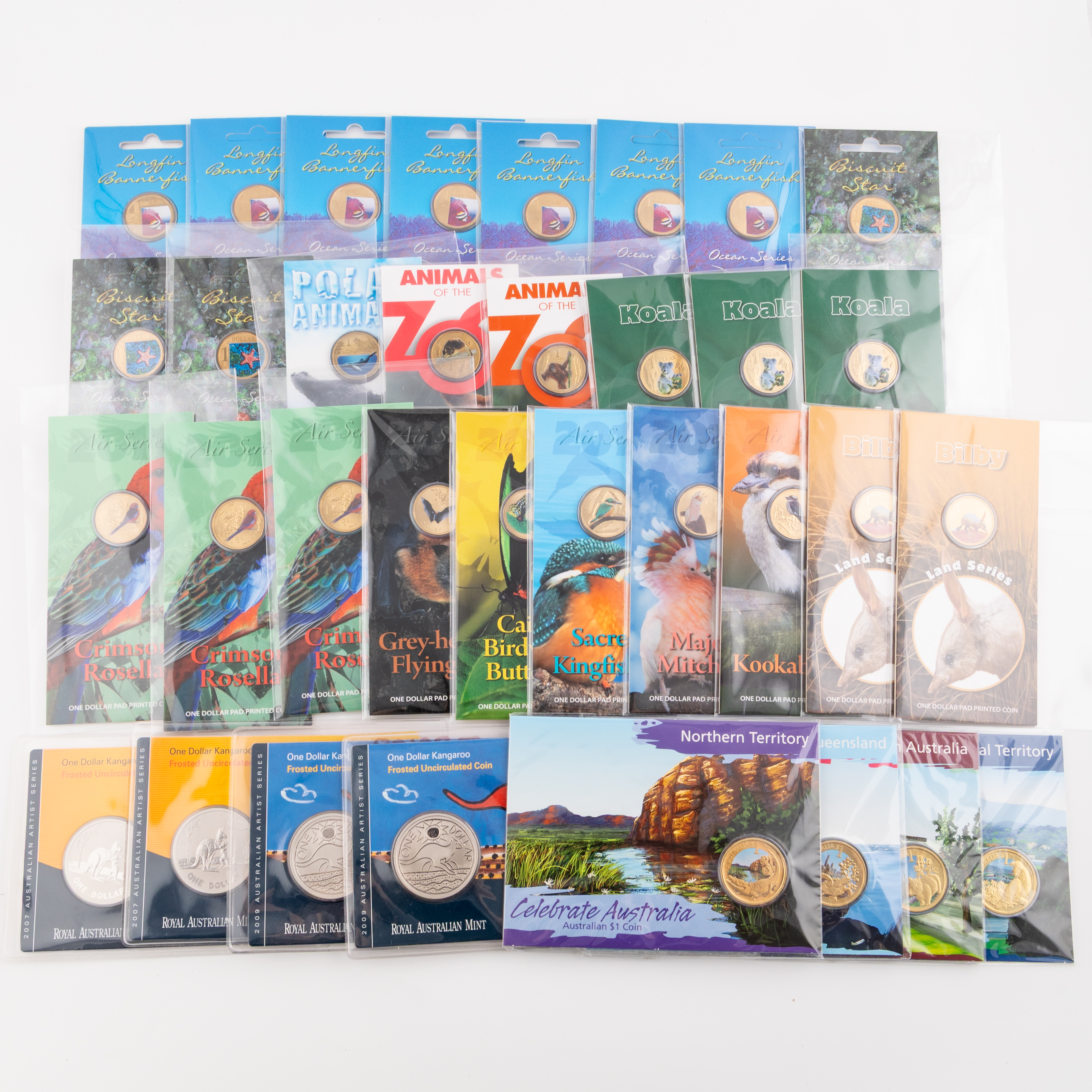 61 · Elizabeth II, RAM & Perth Mint - Various, One Dollar, 2007 - 2013,  UNC