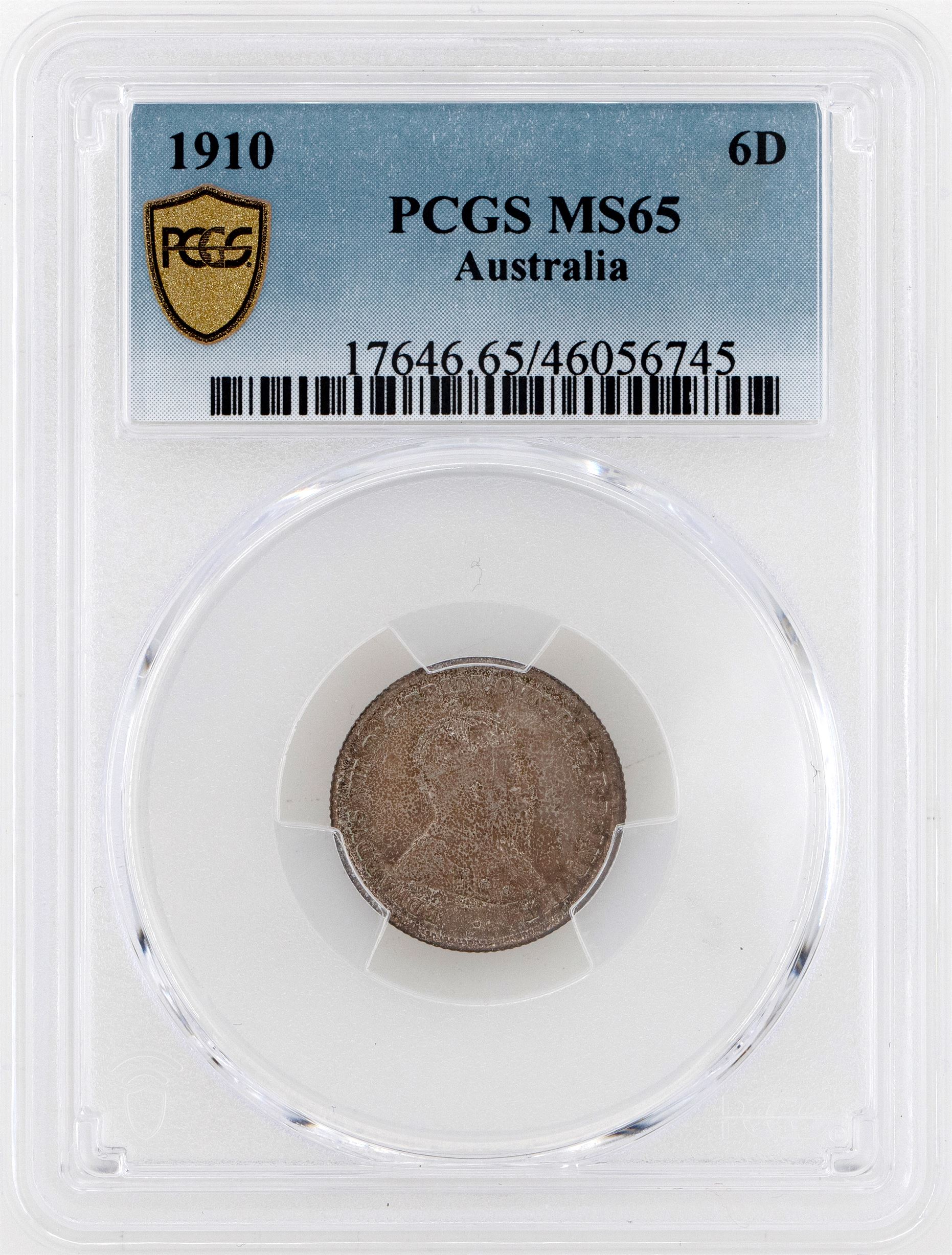 1910 Australia Sixpence PCGS - MS65 -745