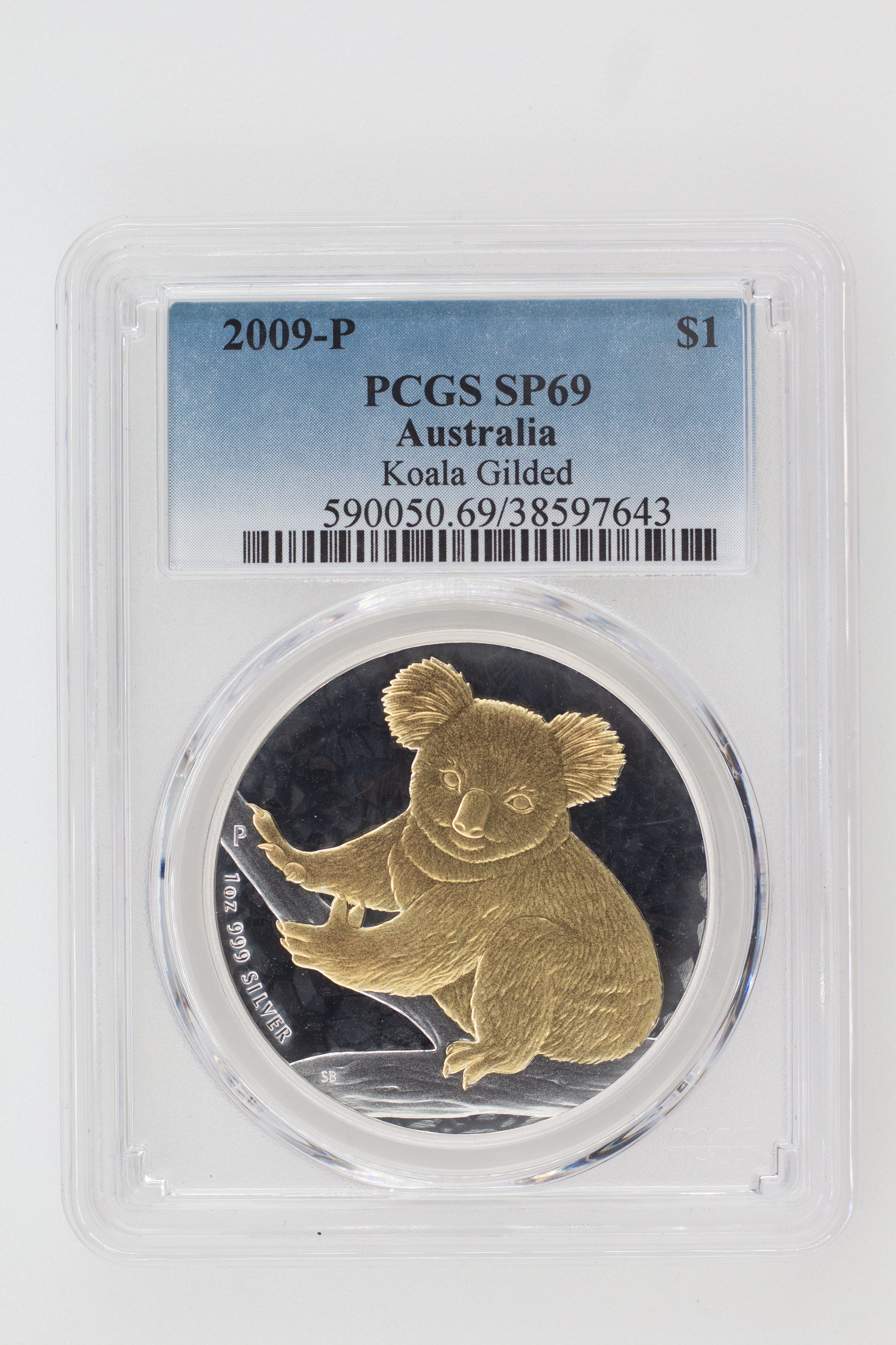 2009-P Australia One Dollar, $1 Koala Gilded PCGS - SP69 POP 8/0 -643