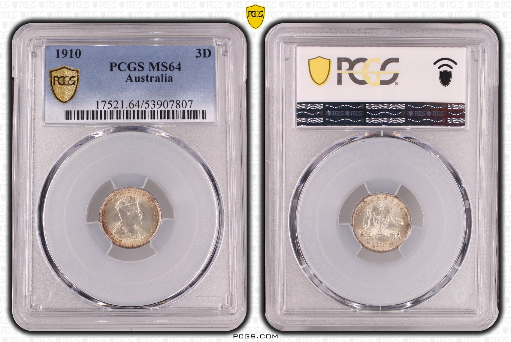 Edward VII, Threepence, 1910, PCGS MS64