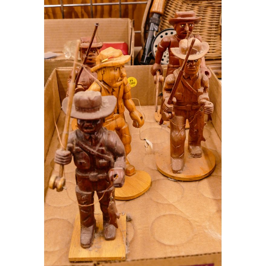 Box Carved Wood Fisherman Models- approx 7''