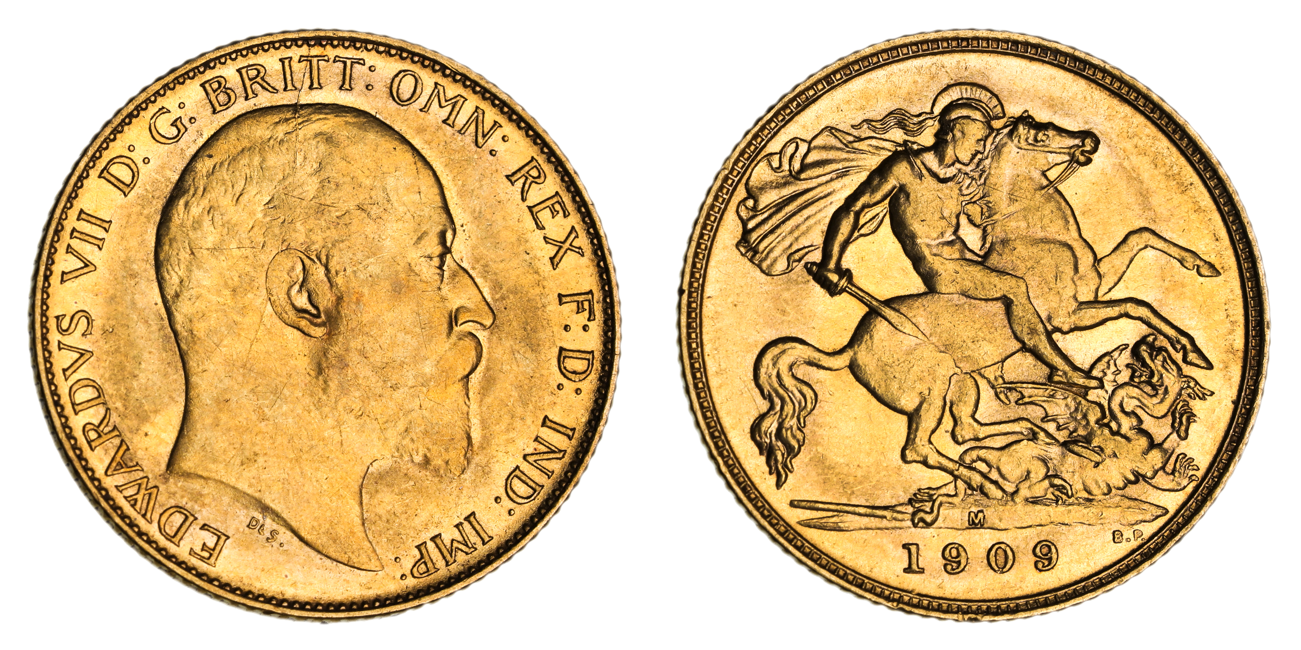 Edward VII, St. George Reverse - Melbourne Mint, Half Sovereign, 1909, UNC