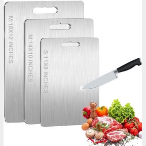 TITANIUM CUTTING BOARD, 304 STAINLESS STEEL CUTTING BOARD, DOUBLE-SIDED FOOD GRADE CUTTING BOARD, RUST-PROOF HYGIENE - PERFECT FOR