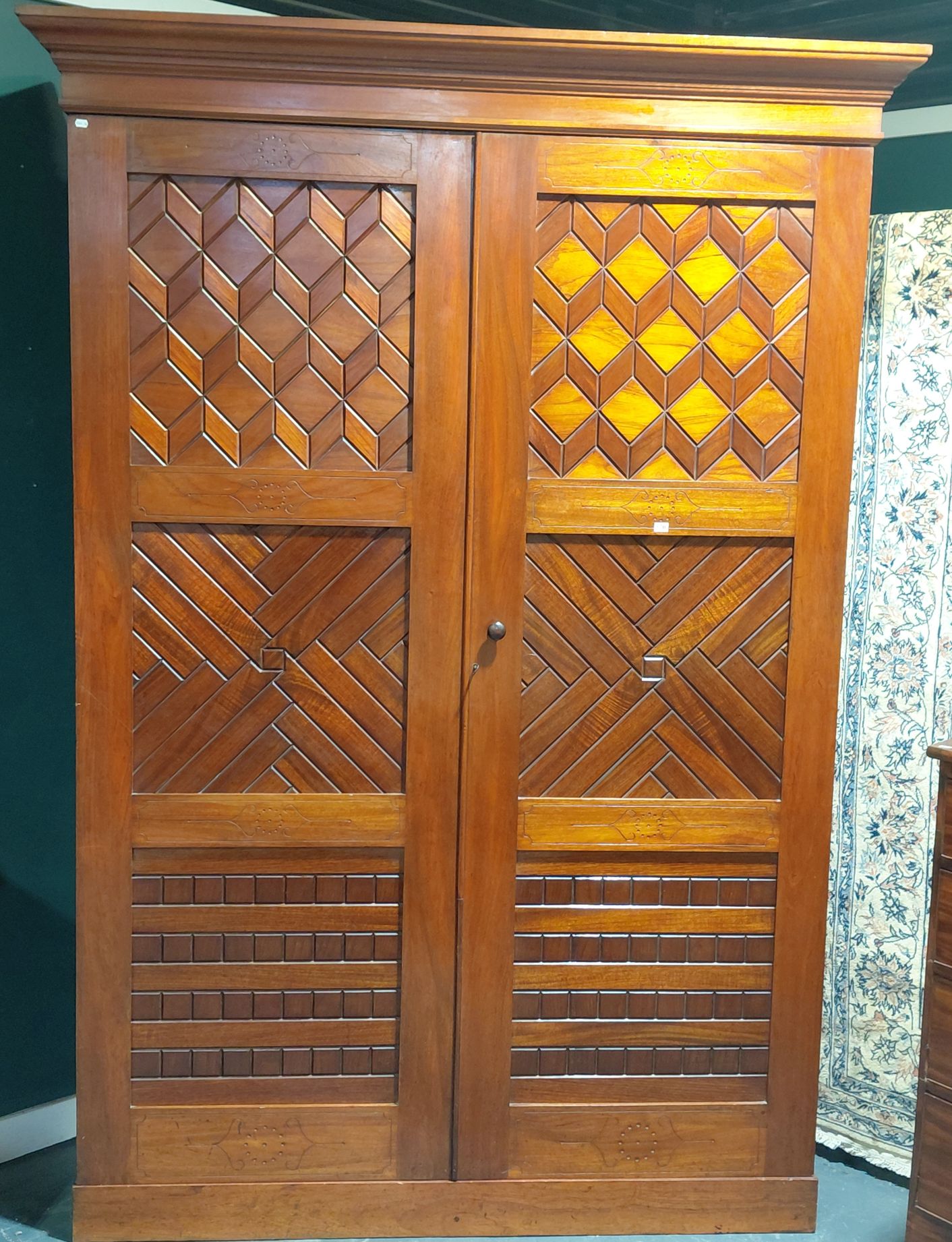 570 · RARE PARQUETRY CEDAR TWO DOOR CUPBOARD