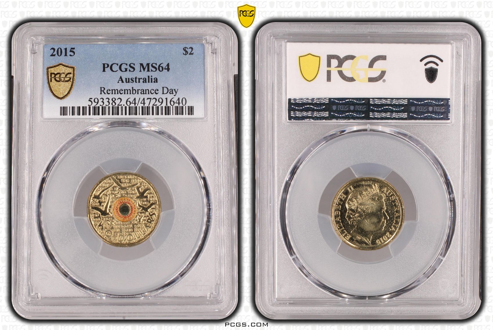 Elizabeth II, Remembrance Day Colorized - In Flanders Fields, Two Dollar, 2015, PCGS MS64