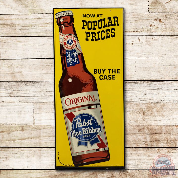 5' Original Pabst Blue Ribbon Beer Buy The Case Tin Sign