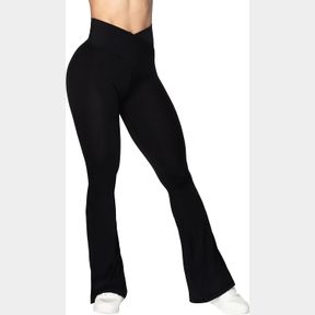SUNZEL FLARE LEGGINGS, CROSSOVER YOGA PANTS WITH TUMMY CONTROL, HIGH-WAISTED AND WIDE LEG, 34 INSEAM
