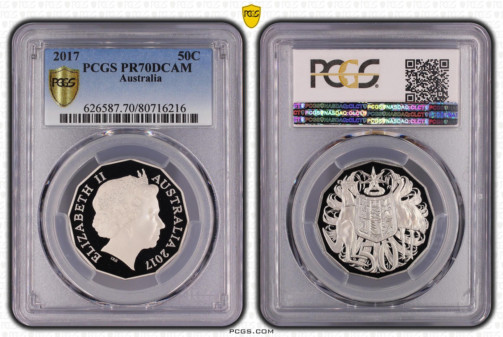 2017 Australia Fifty Cent, 50c PCGS - PR70DCAM POP 84/0 -216