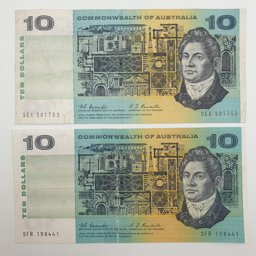 CoA C/R $10 Notes (x2- One A/F)