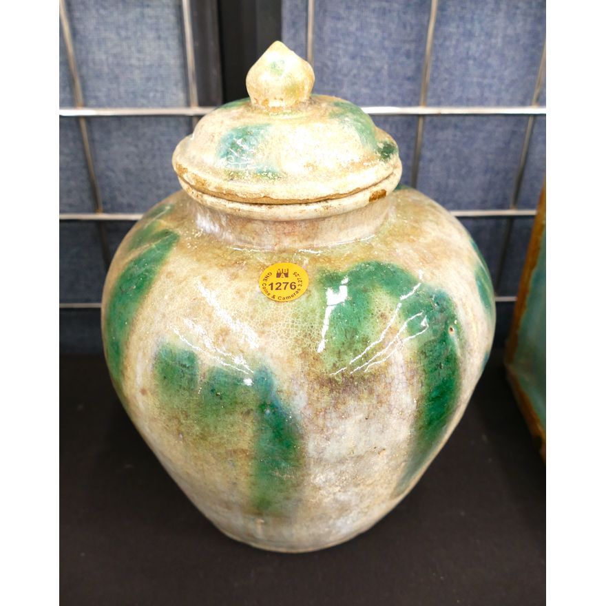 Old Chinese Shiwan Covered Jar 10''