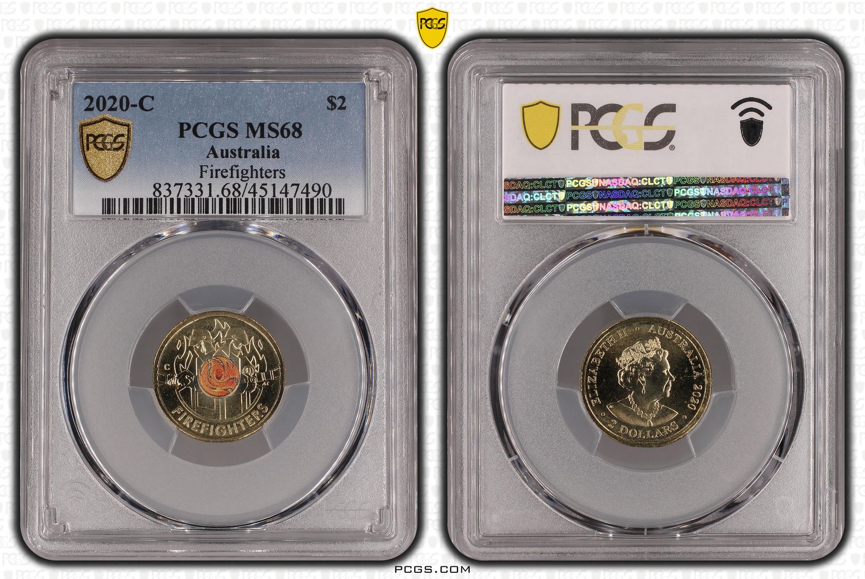 2020-C Australia Two Dollar, $2 Firefighters PCGS - MS68 -490