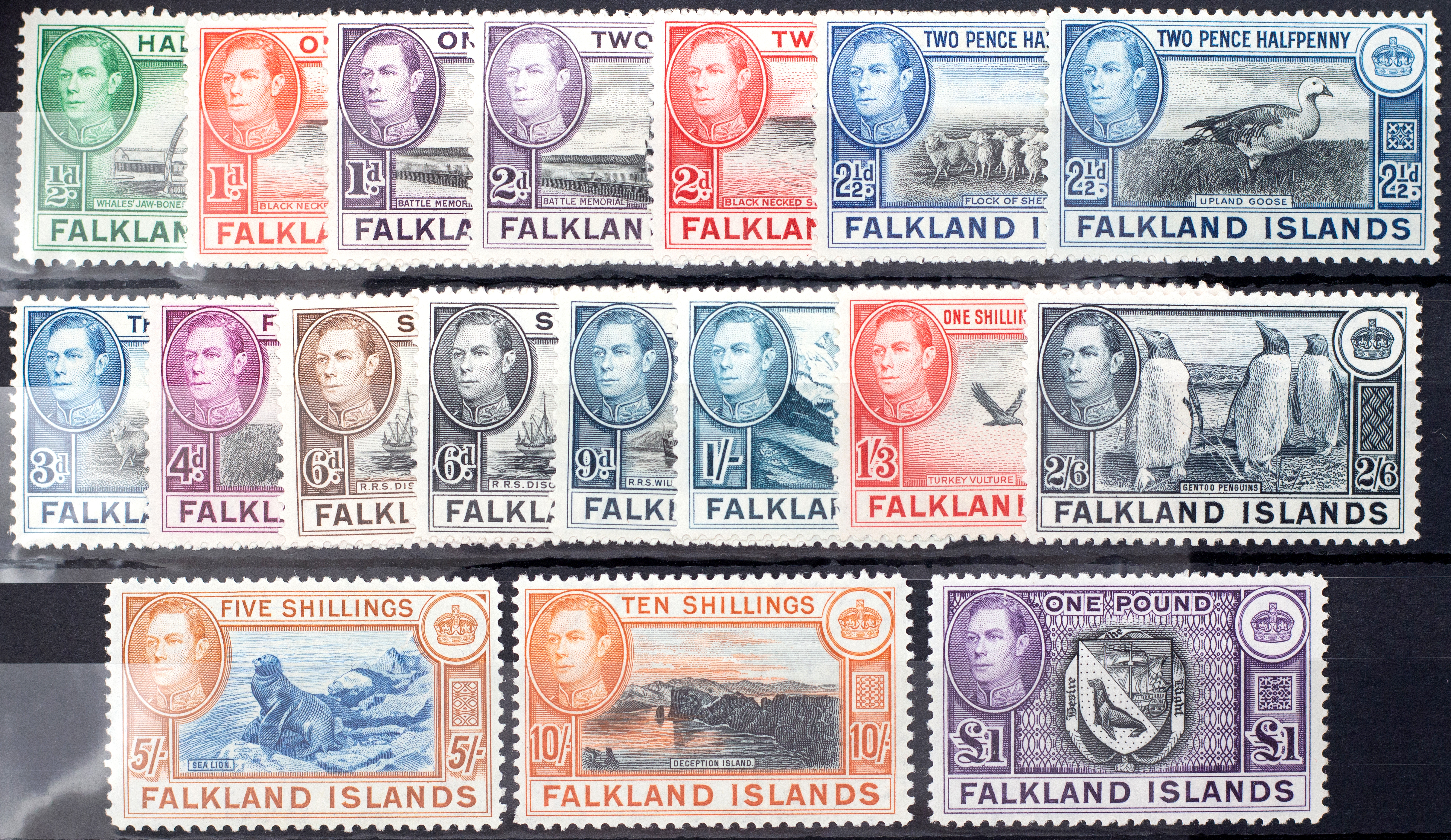 Falkland Islands, George VI, Definitives, 1938, Good