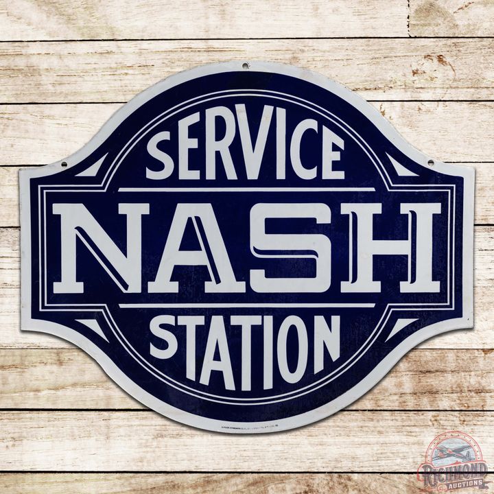 Nash Service Station Die Cut Double Sided Porcelain Sign