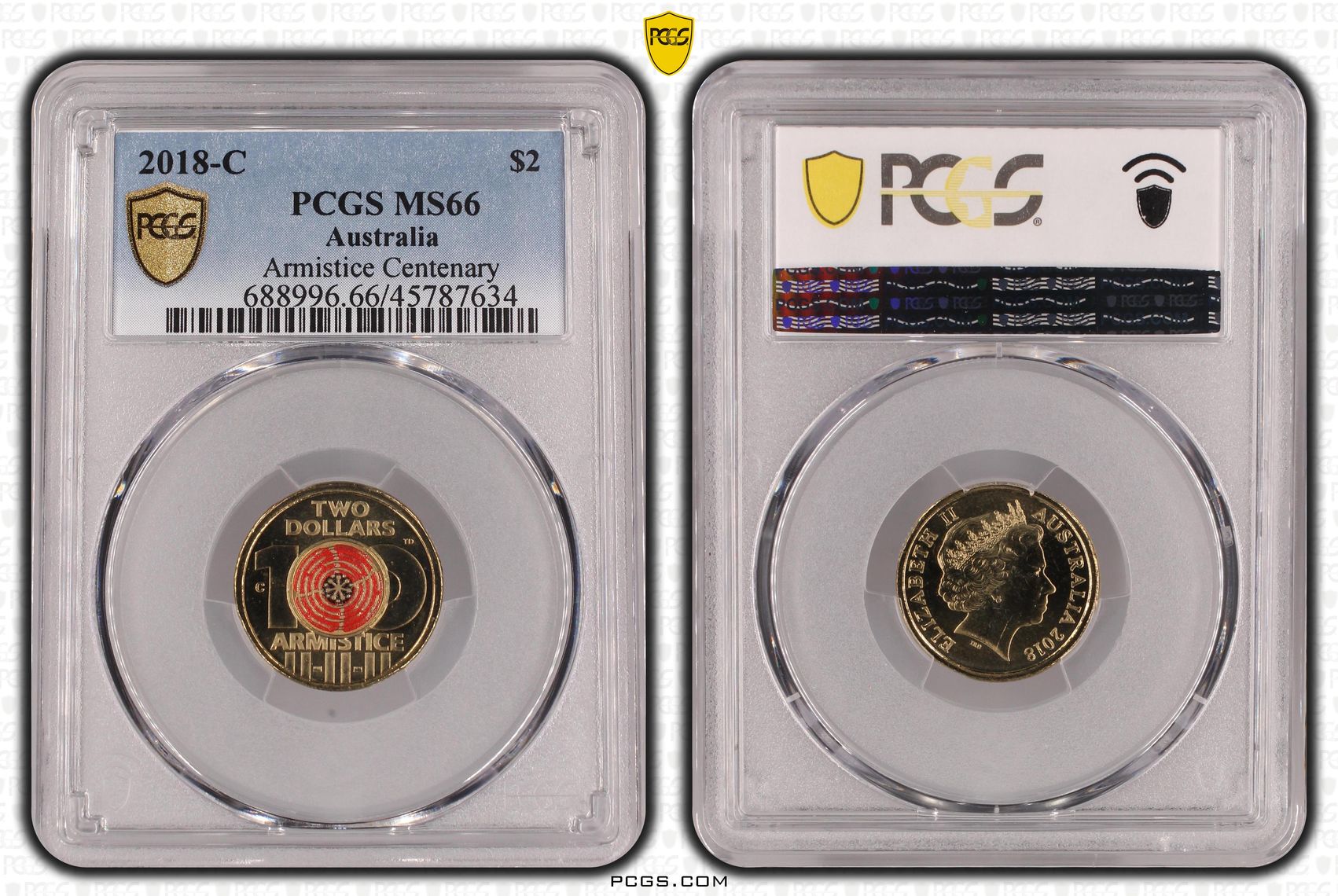 Elizabeth II, Armistice Centenary Colorized , Two Dollar, 2018-C, PCGS MS66