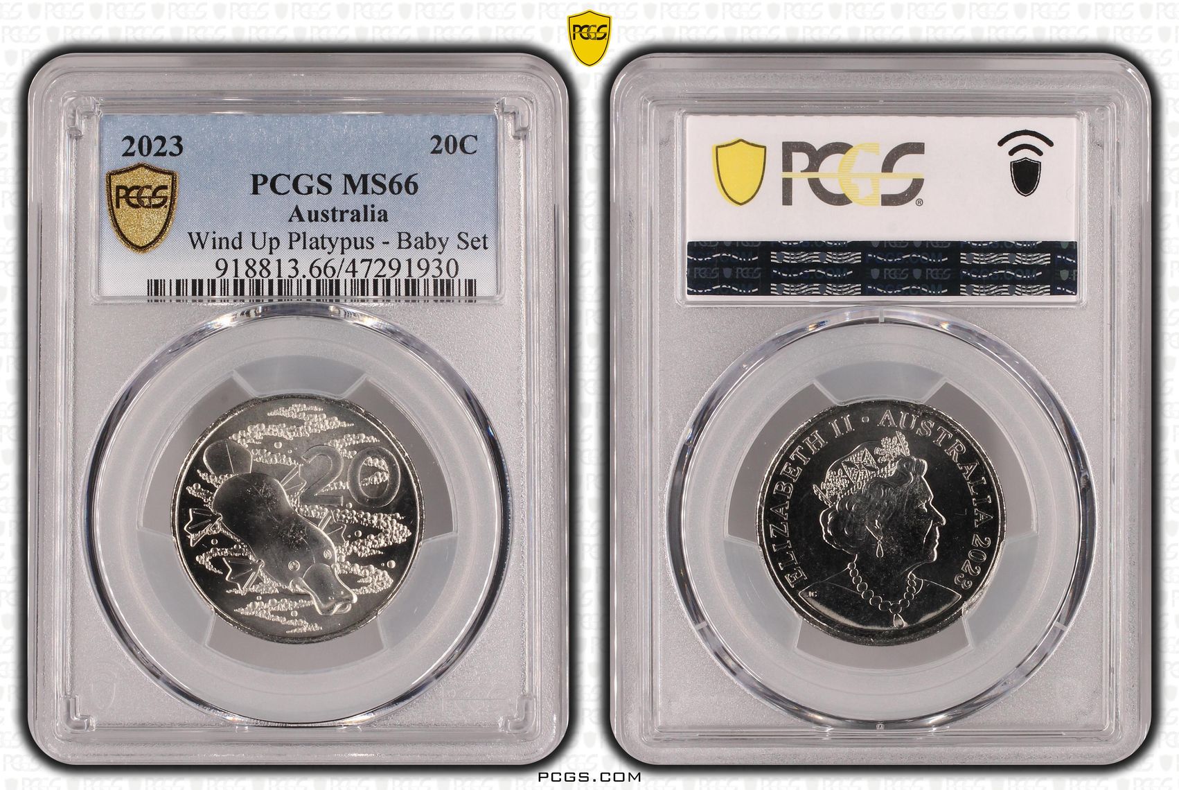 Wind Up Platypus - Baby Set, Twenty Cent, 2023, PCGS MS 66