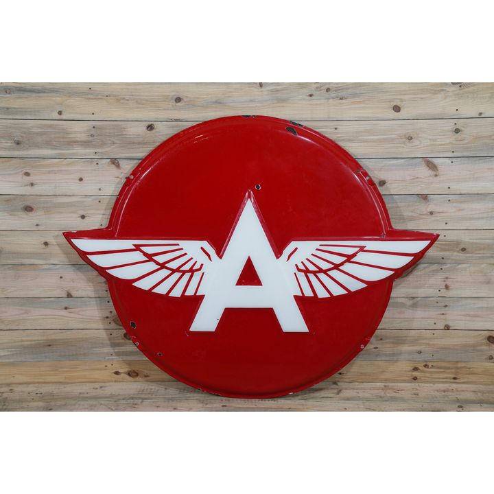 48" Flying A Logo Single Sided Porcelain Embossed Diecut Sign TAC 8