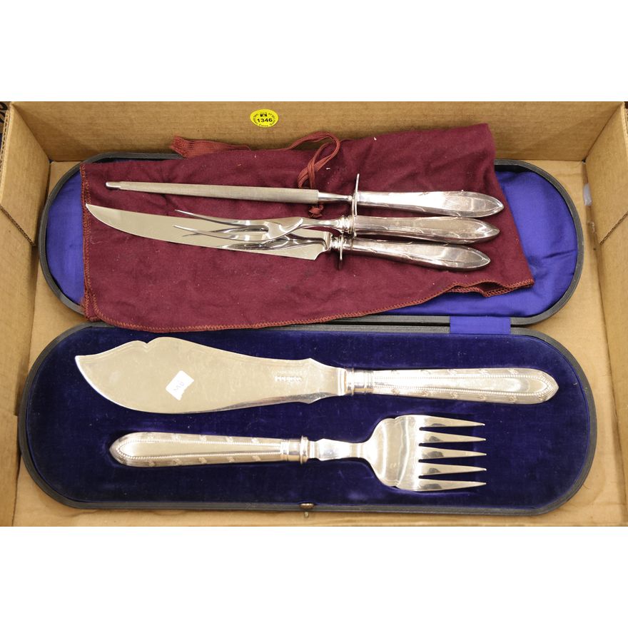 Box Old Silverplated Carving Sets