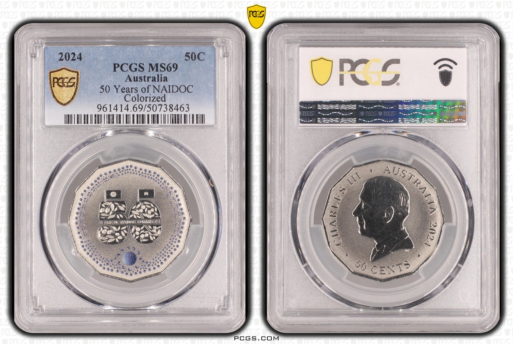50 Years of NAIDOC - Colorized, Fifty Cent, 2024, PCGS MS69