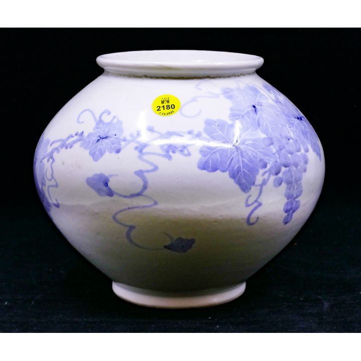 Korean Chung San Decorated White Porcelain Jar- 7''