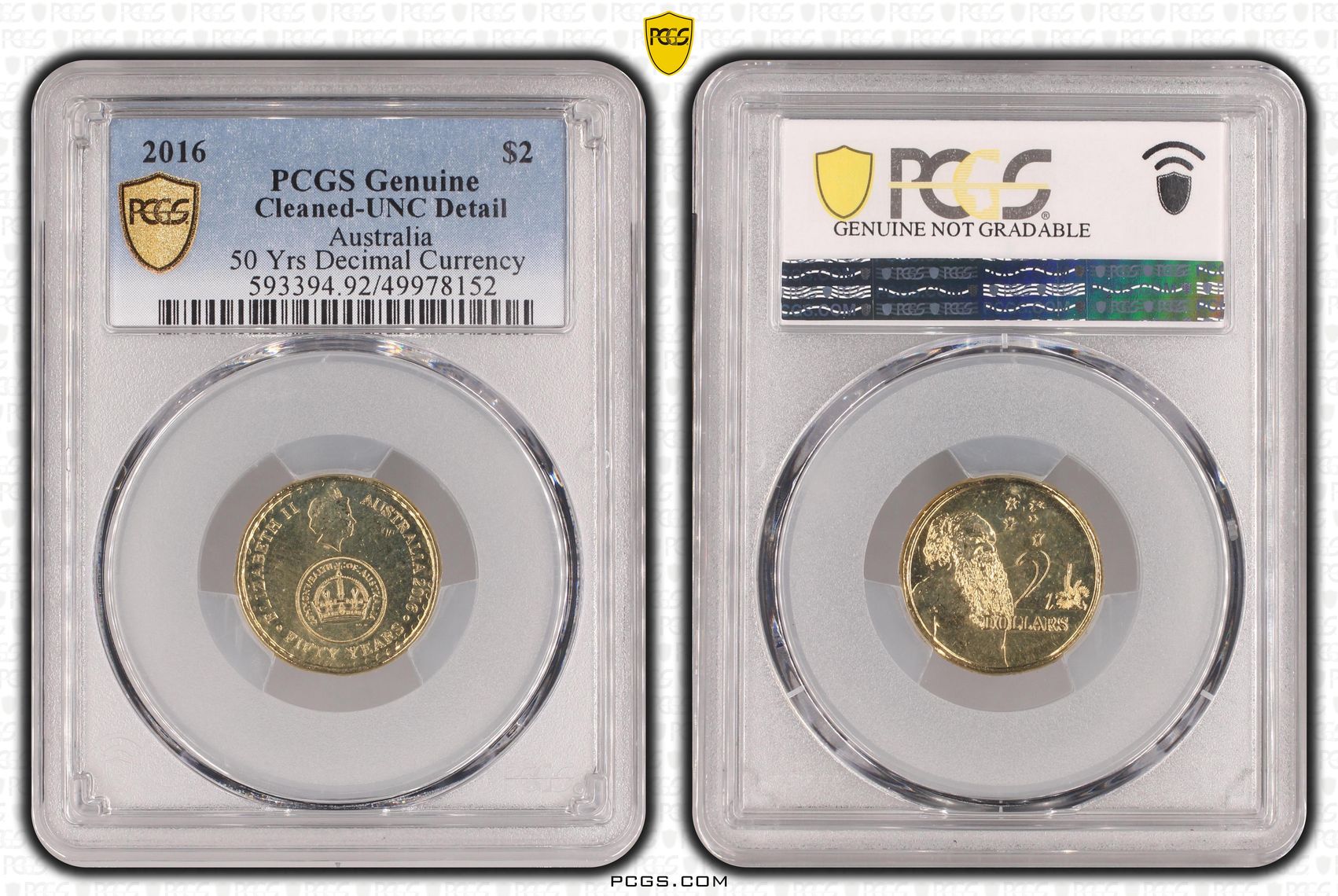 50 Yrs Decimal Currency, Two Dollar, 2016, PCGS Genuine - UNC Details (92 - Cleaned)