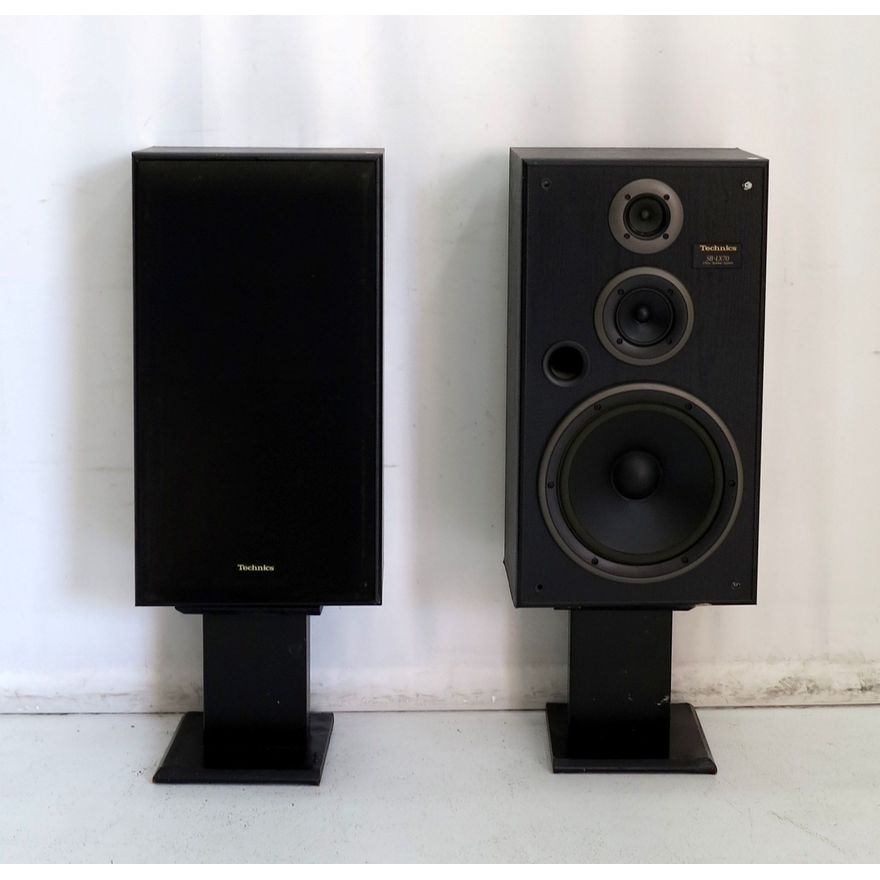 PAIR OF TECHNICS SB-LX70 SPEAKERS ON STANDS
