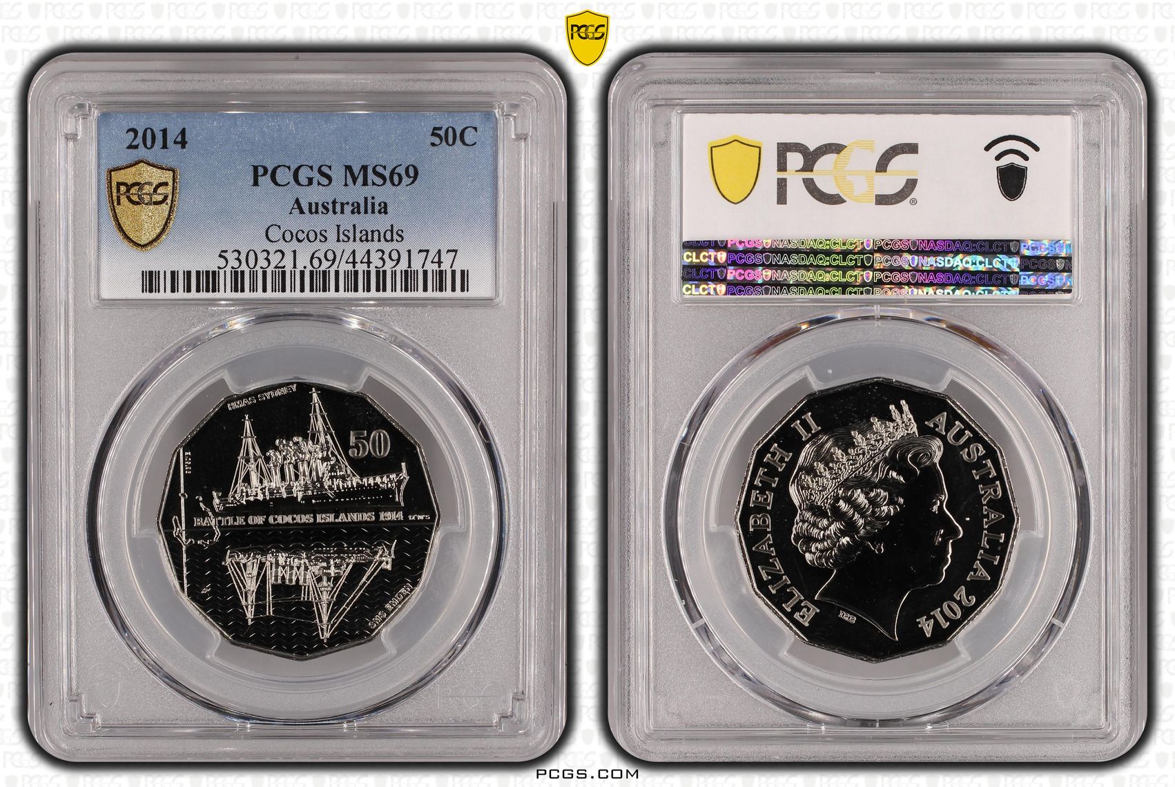 2014 Australian Fifty Cent, 50c Cocos Islands PCGS - MS69 -747