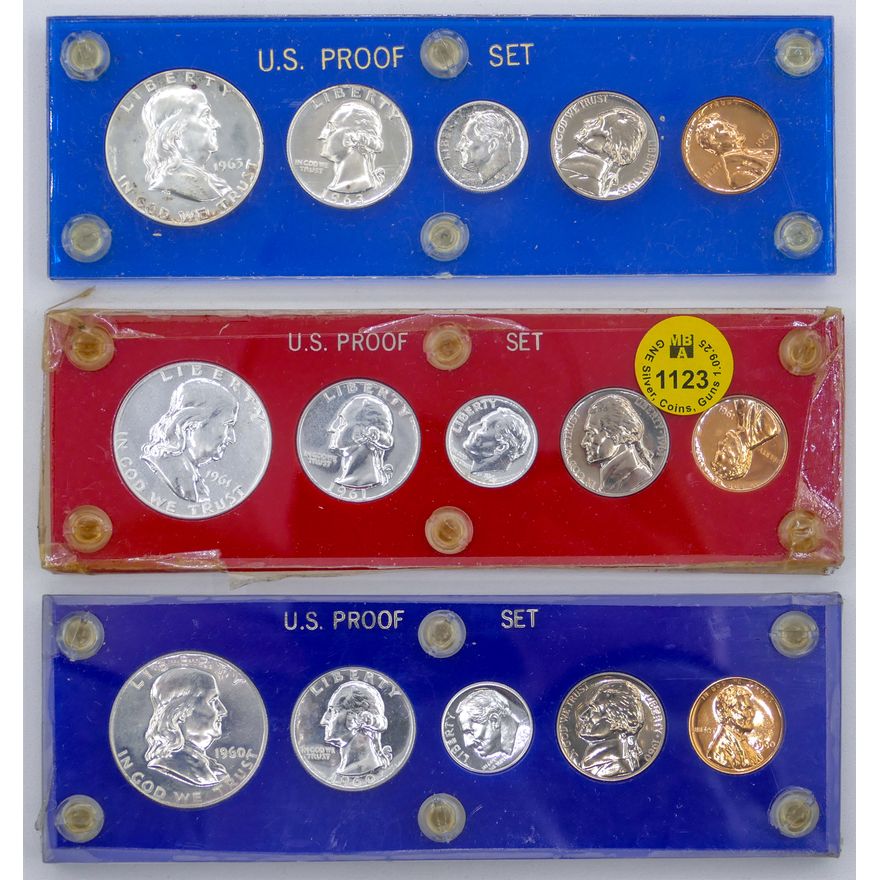 3pc US 1960-63 US Proof Coin Sets