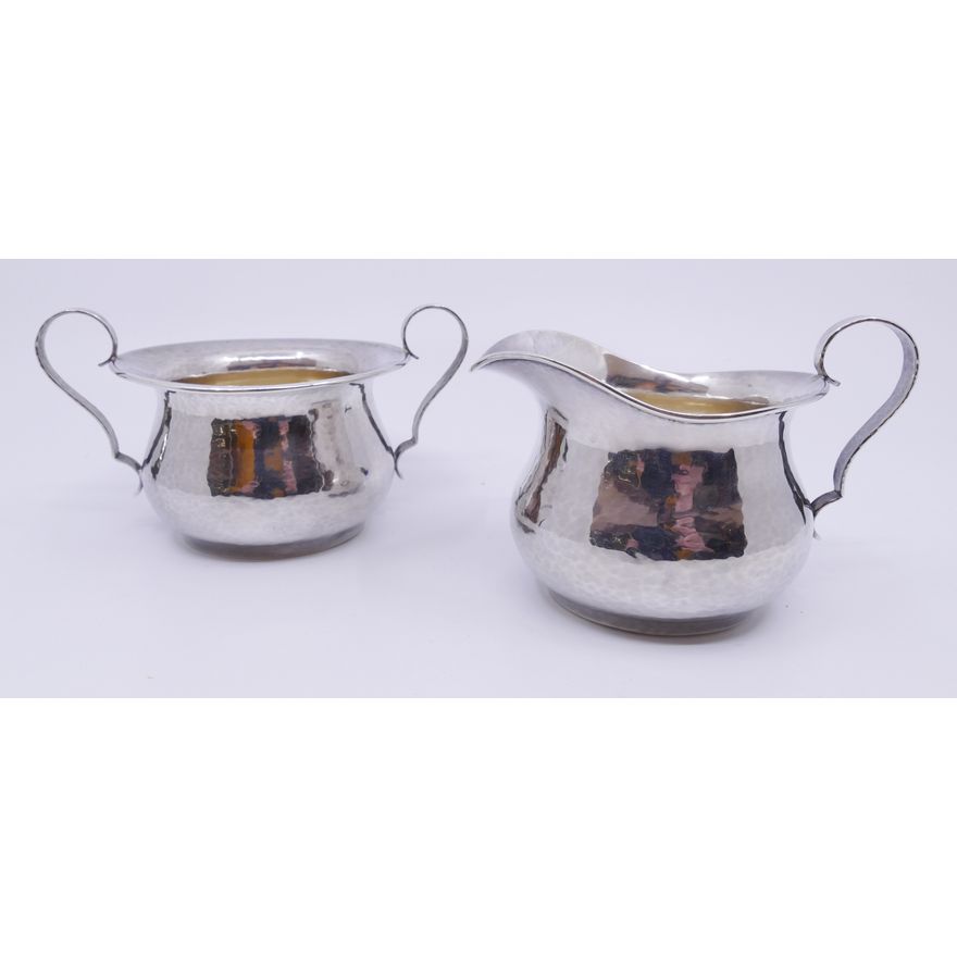 2pc Shreve & Company Sterling Hammered Sugar & Creamer- 175g
