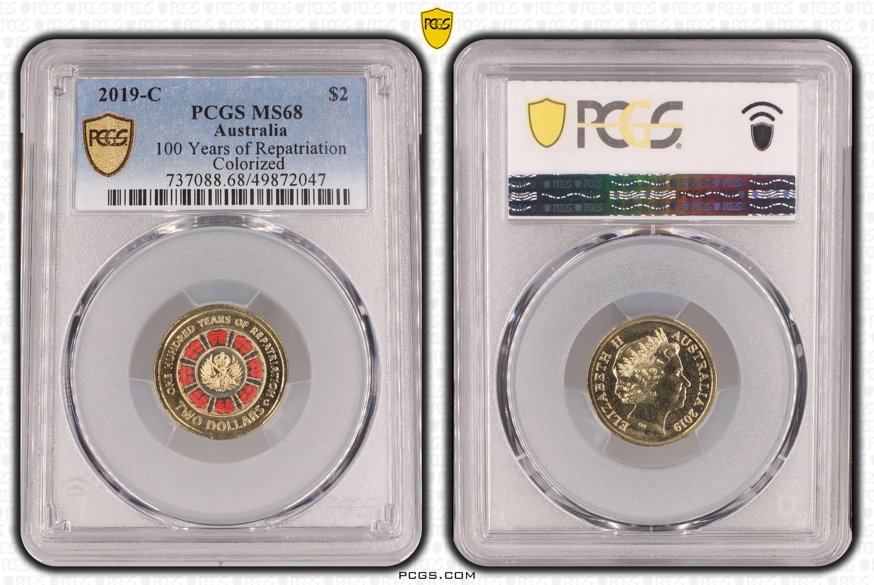 452 · 100 Years of Repatriation Colorized , Two Dollar, 2019-C, PCGS MS68