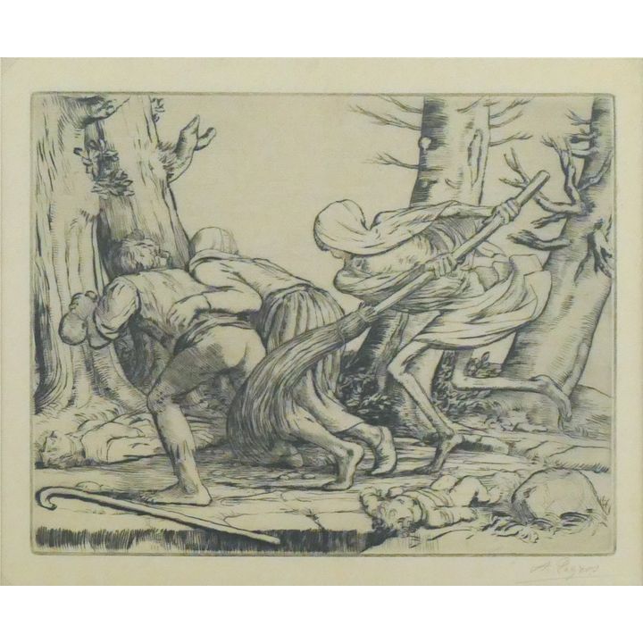 Alphonse Legros ''Triumph of Death'' Signed Drypoint Etching Matted