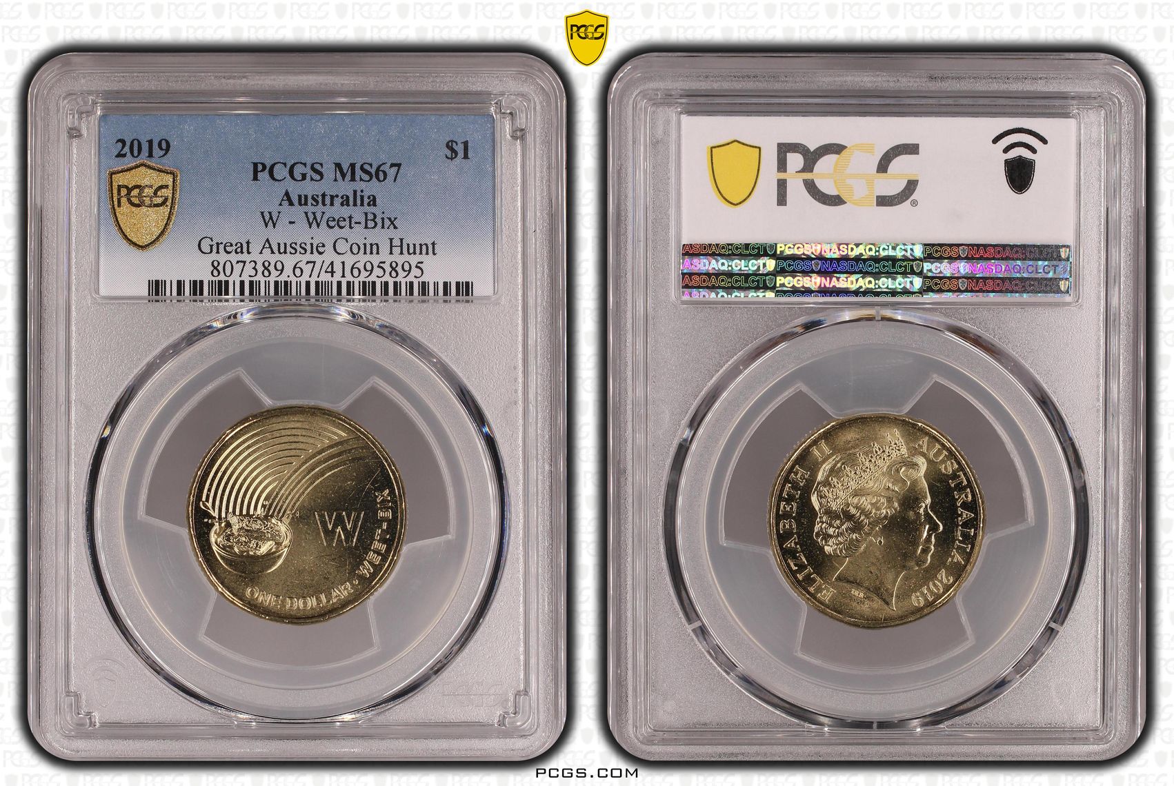 W - Weet-Bix Great Aussie Coin Hunt, One Dollar, 2019, PCGS MS67