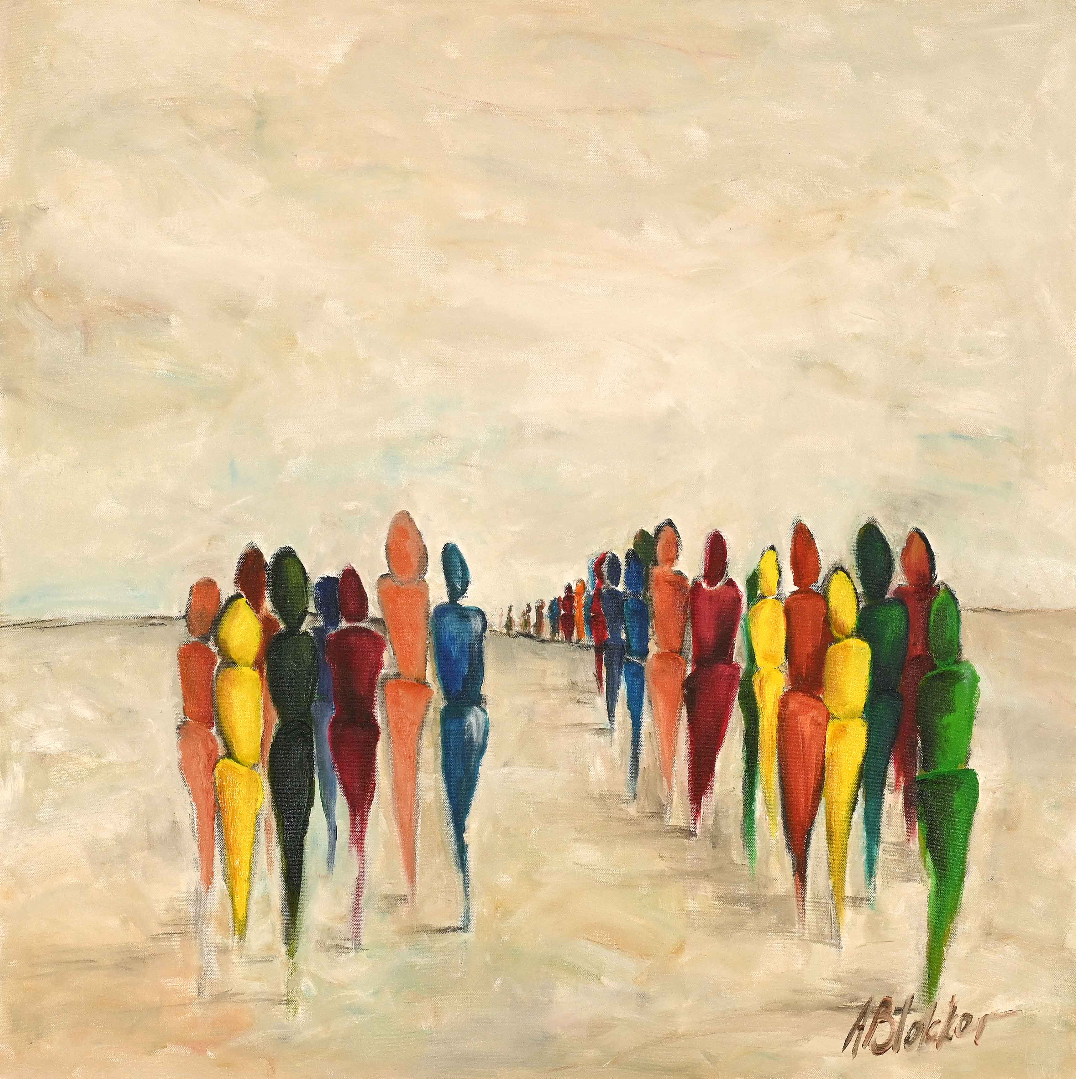 Amanda Blokker (South Africa, 20th C.), Rainbow Figures Russell