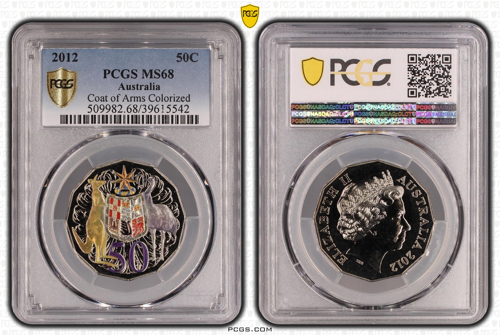 Coat of Arms Colorized, Fifty Cent, 2012, PCGS MS68