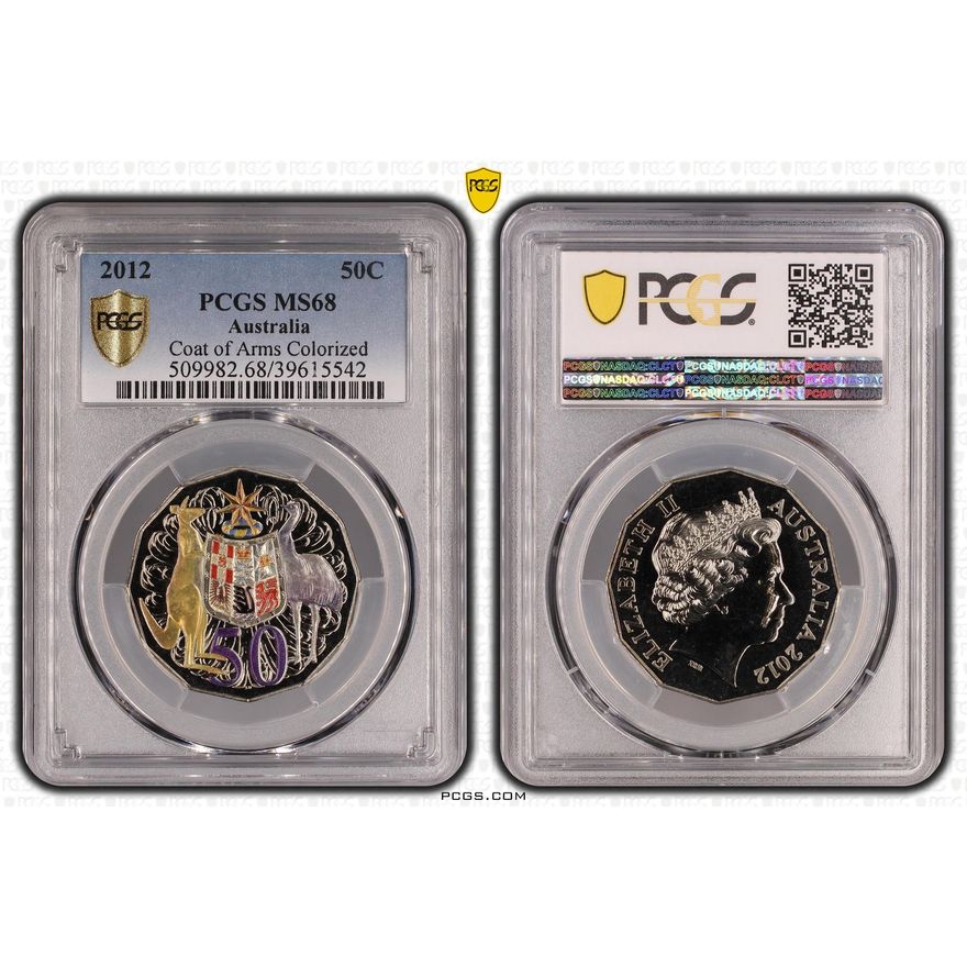 Coat of Arms Colorized, Fifty Cent, 2012, PCGS MS68